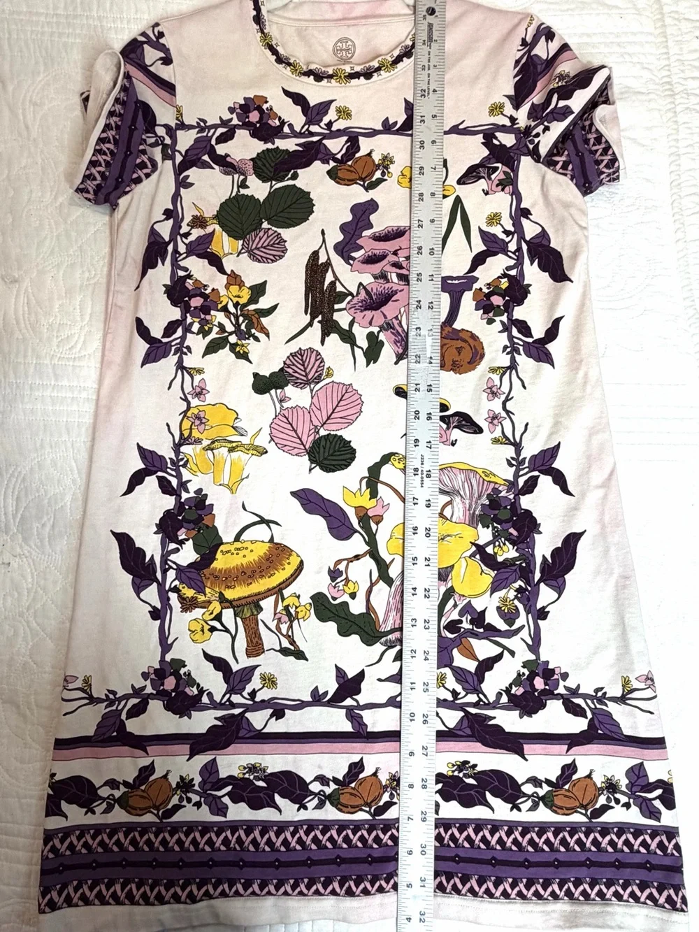 Tory Burch Most Wanted Mushroom Party Floral T-shirt Dress Women’s Small READ